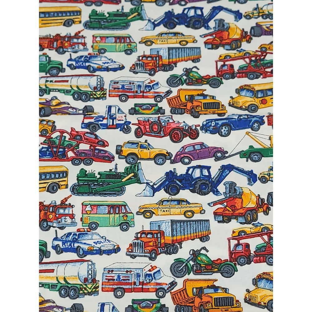 Vtg 1997 Daisy Kingdom Boy Toys Fabric #3315 Trucks Cars Construction Cotton 62"